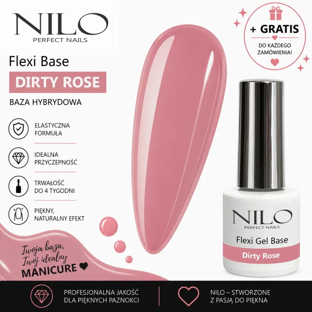 Baza hybrydowa Flexi Base Dirty Rose 10ml NILO Perfect Nails